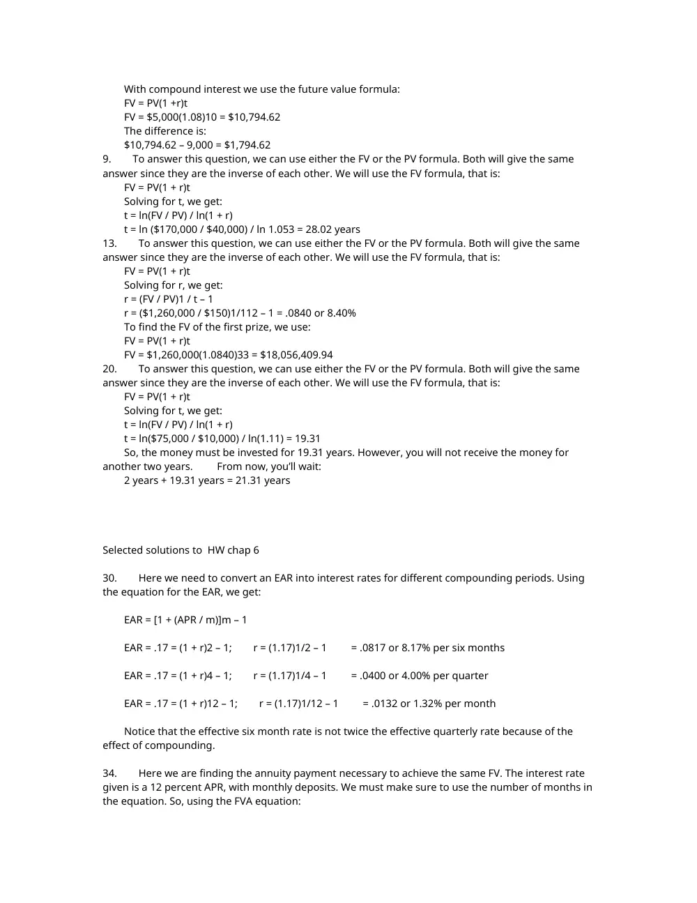 FINA 210 Problems Solution Manual 9th Ed, Spring 2011, page 3