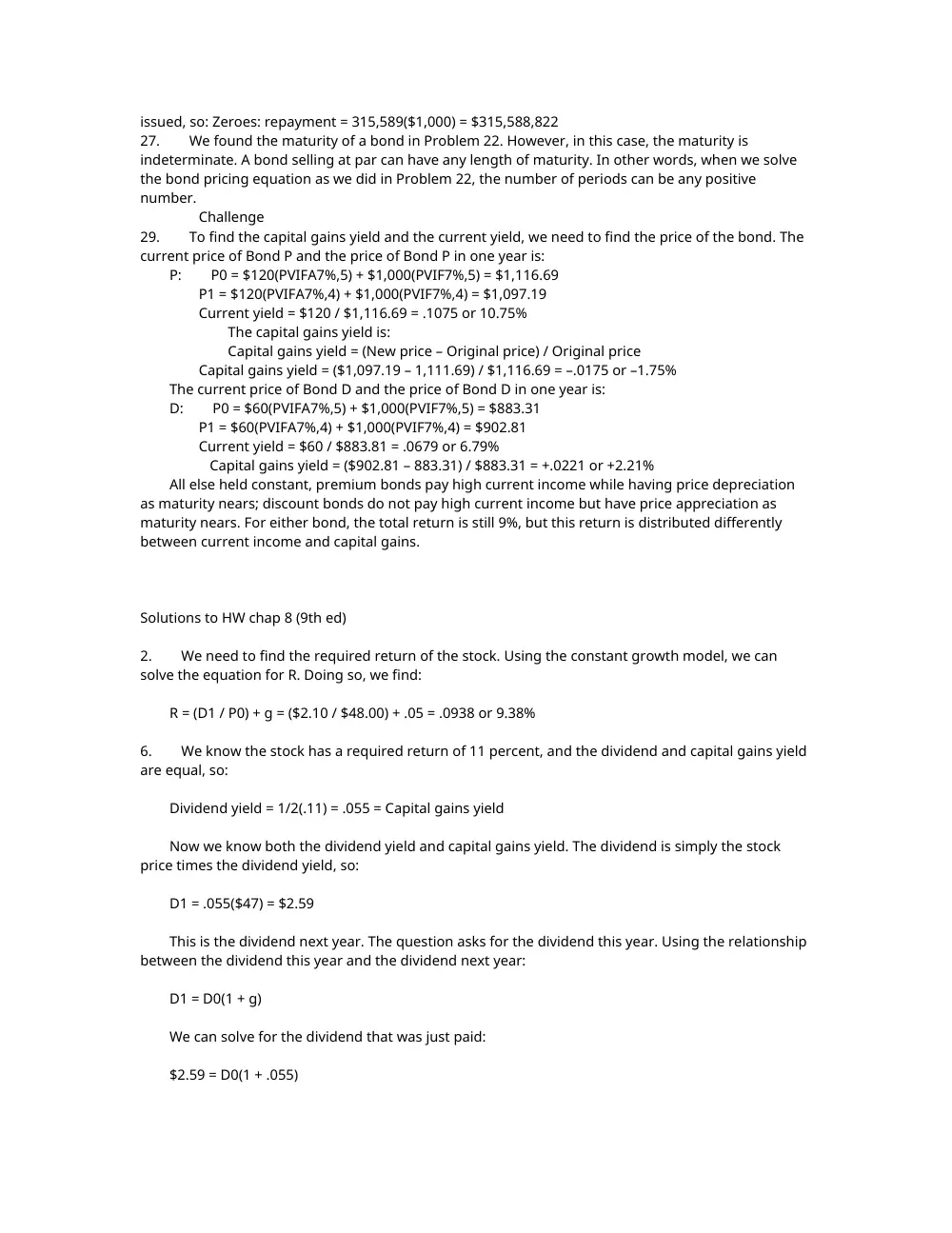 FINA 210 Problems Solution Manual 9th Ed, Spring 2011, page 9