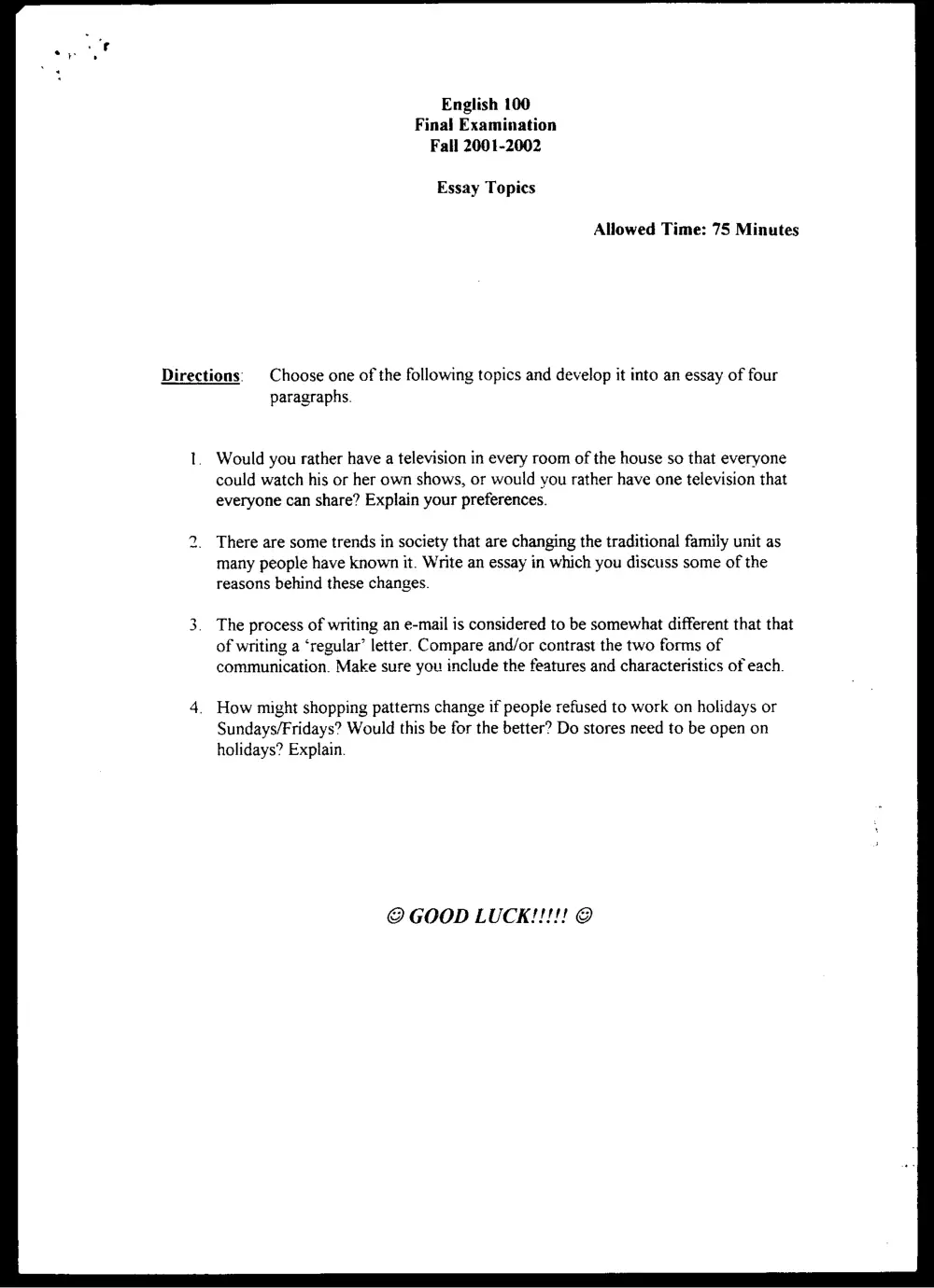 ENG 100 Final, Fall 2001, page 8
