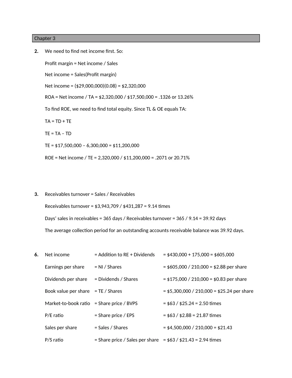 FINA 210 Problems, Spring 2011, page 1