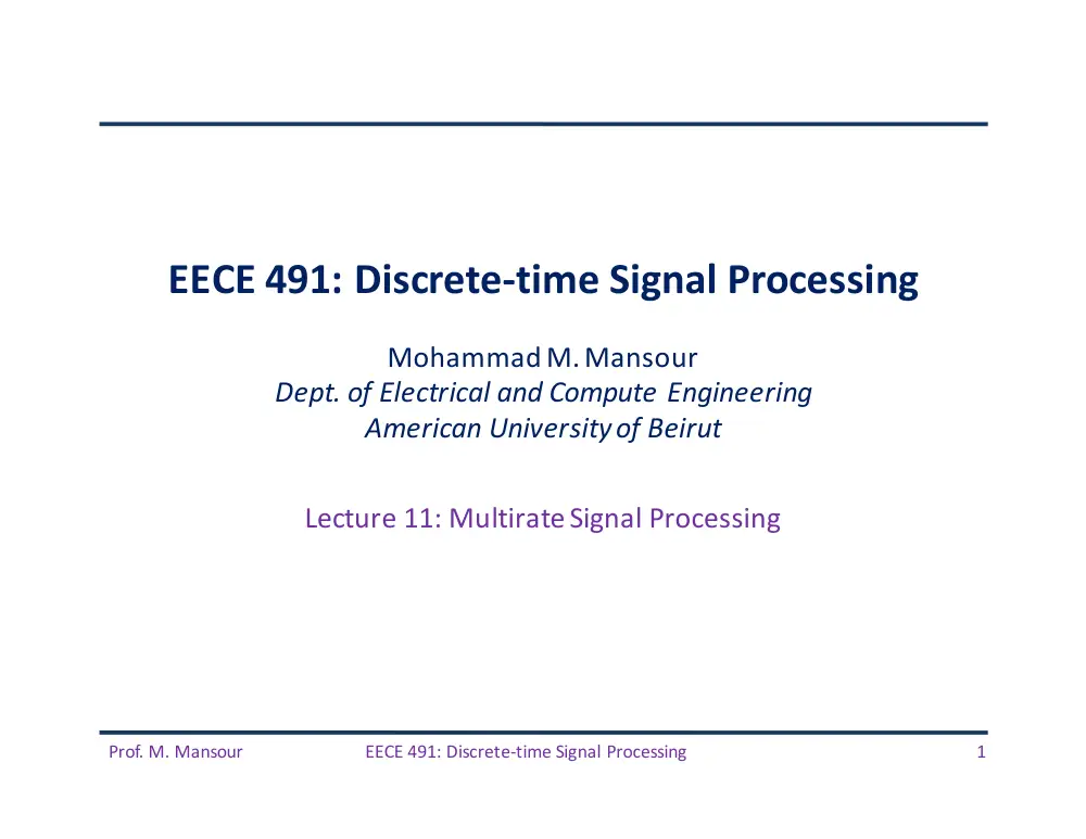 EECE 491 Lecture 11, Spring 2016, page 1