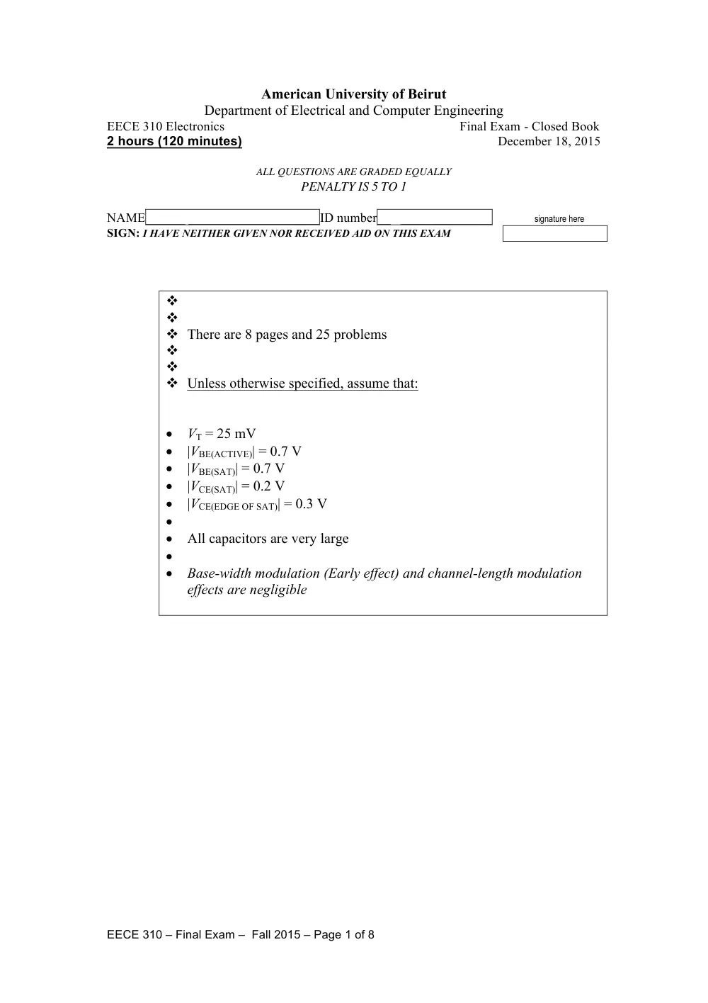 EECE 310 Final with Answers, Fall 2015, page 1