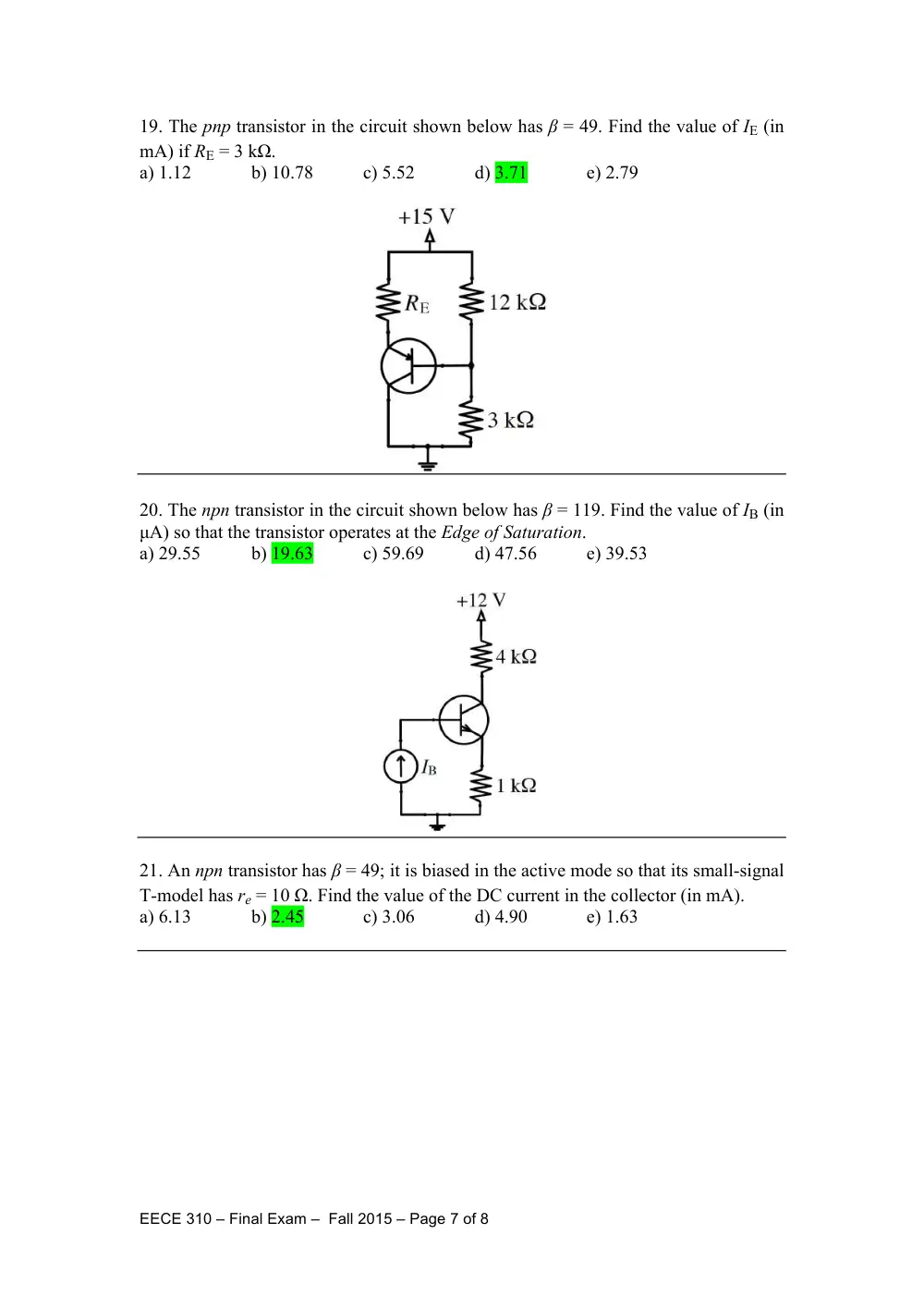 EECE 310 Final with Answers, Fall 2015, page 7