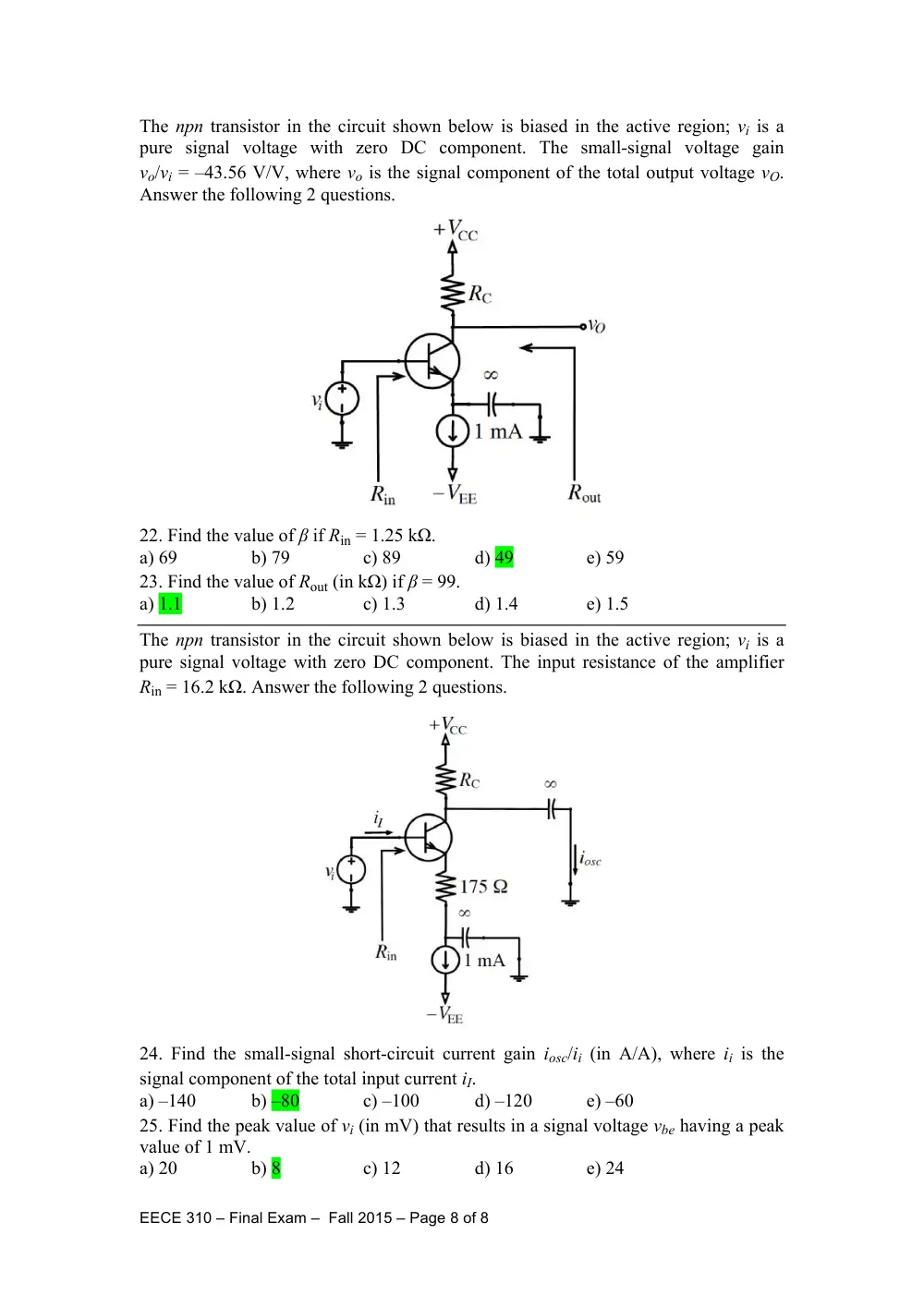 EECE 310 Final with Answers, Fall 2015, page 8