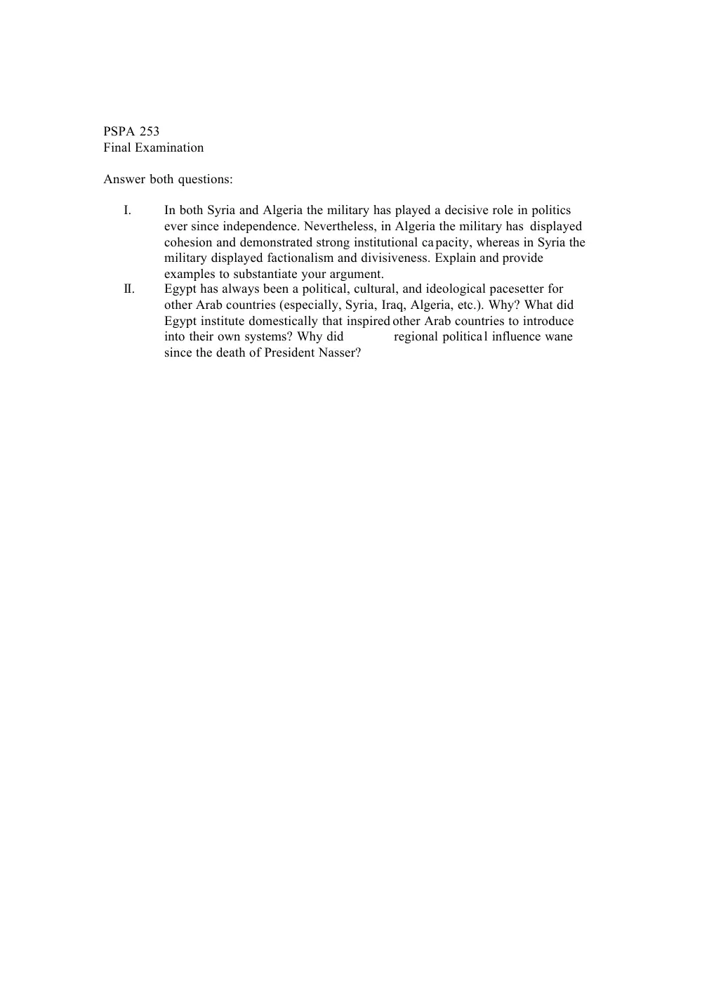 PSPA 253 Final, Fall 2005, page 1