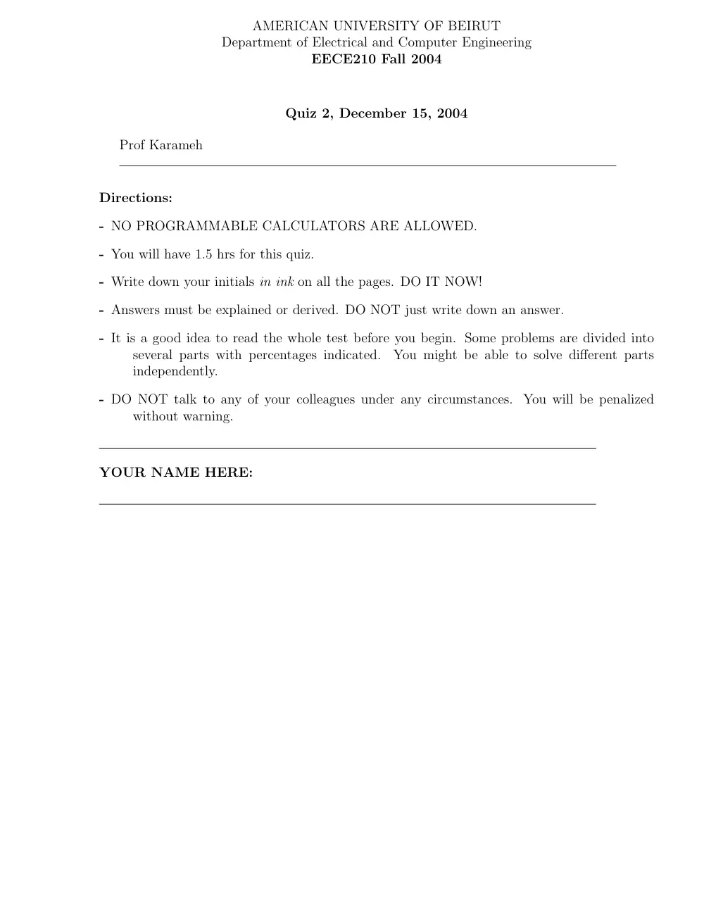 EECE 210 Exam 2, Fall 2004, page 1