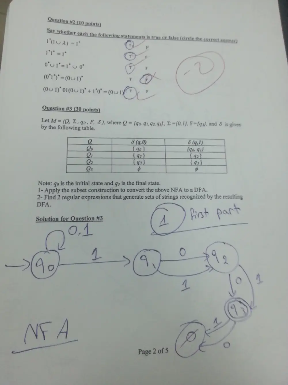 CSI 301 Exam 1 With Solution, Fall 2012, page 2