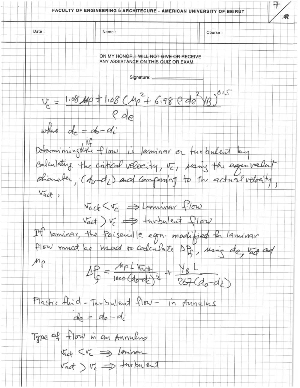 CHEN 490 Notes Flow Equations (Final), Fall 2014, page 7