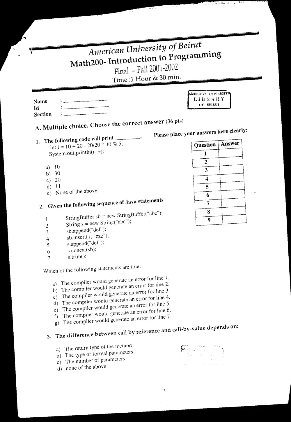 CMPS 200 Final, Fall 2001, page 1