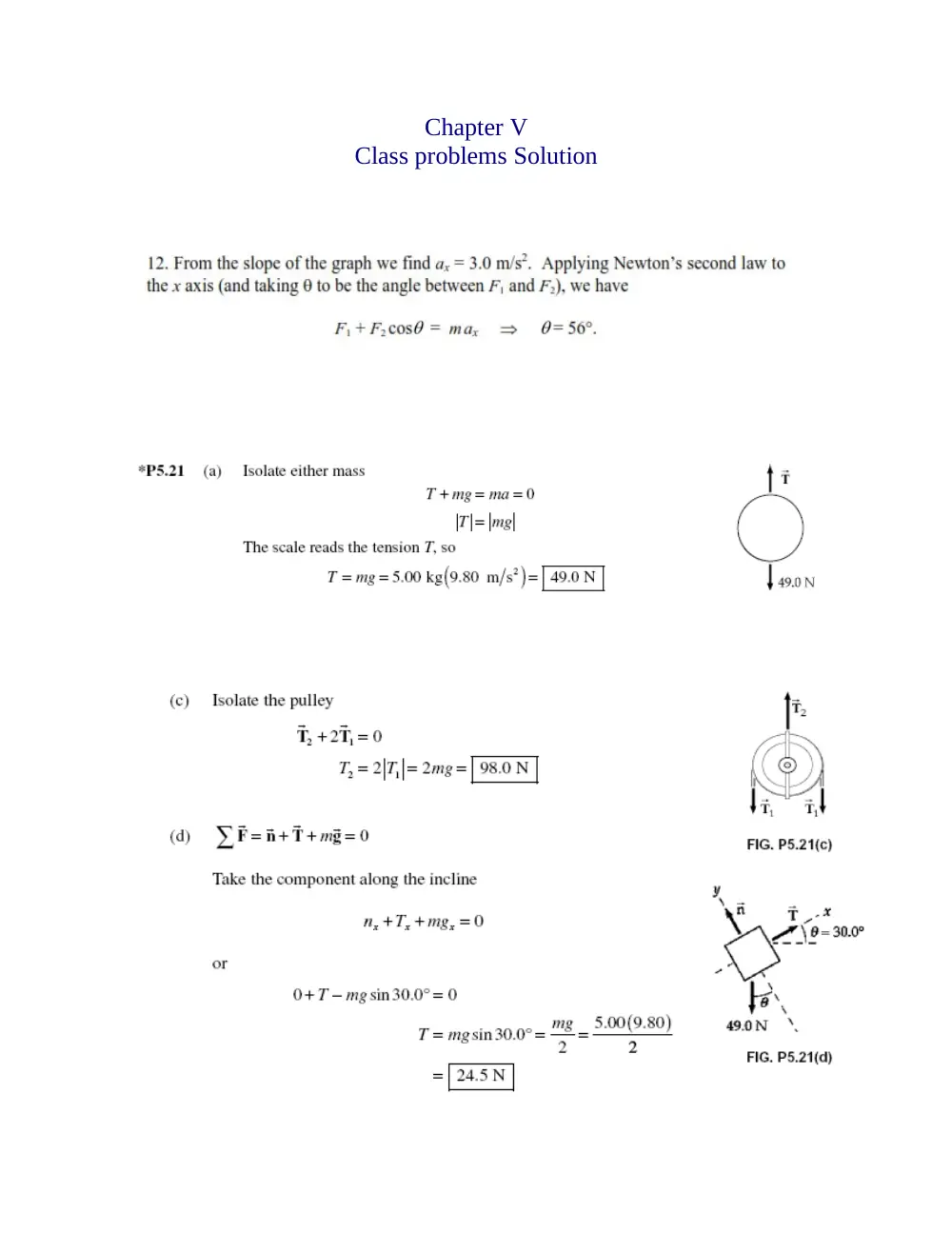 PHYS 210 Problems Chapter 5, Fall 2015, page 1