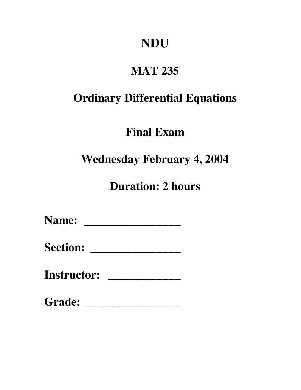 MAT 235 Final, Fall 2003, page 1