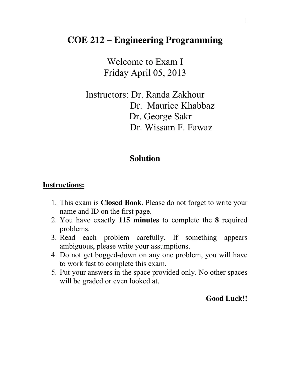 COE 212 Midterm, Spring 2013, page 1