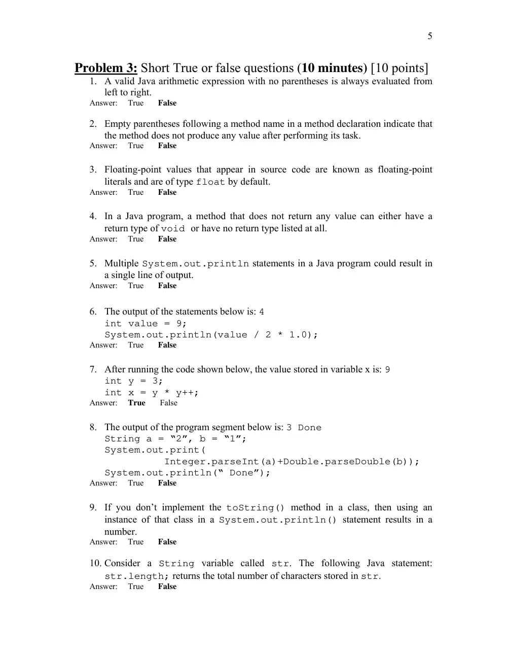 COE 212 Midterm, Spring 2013, page 5