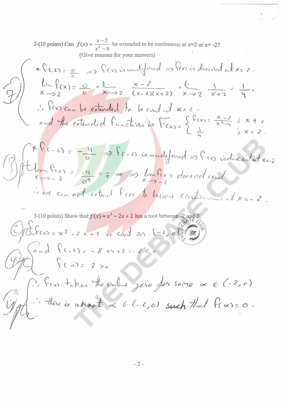 MAT 113 Exam 1 with Solution, Fall 2007, page 2