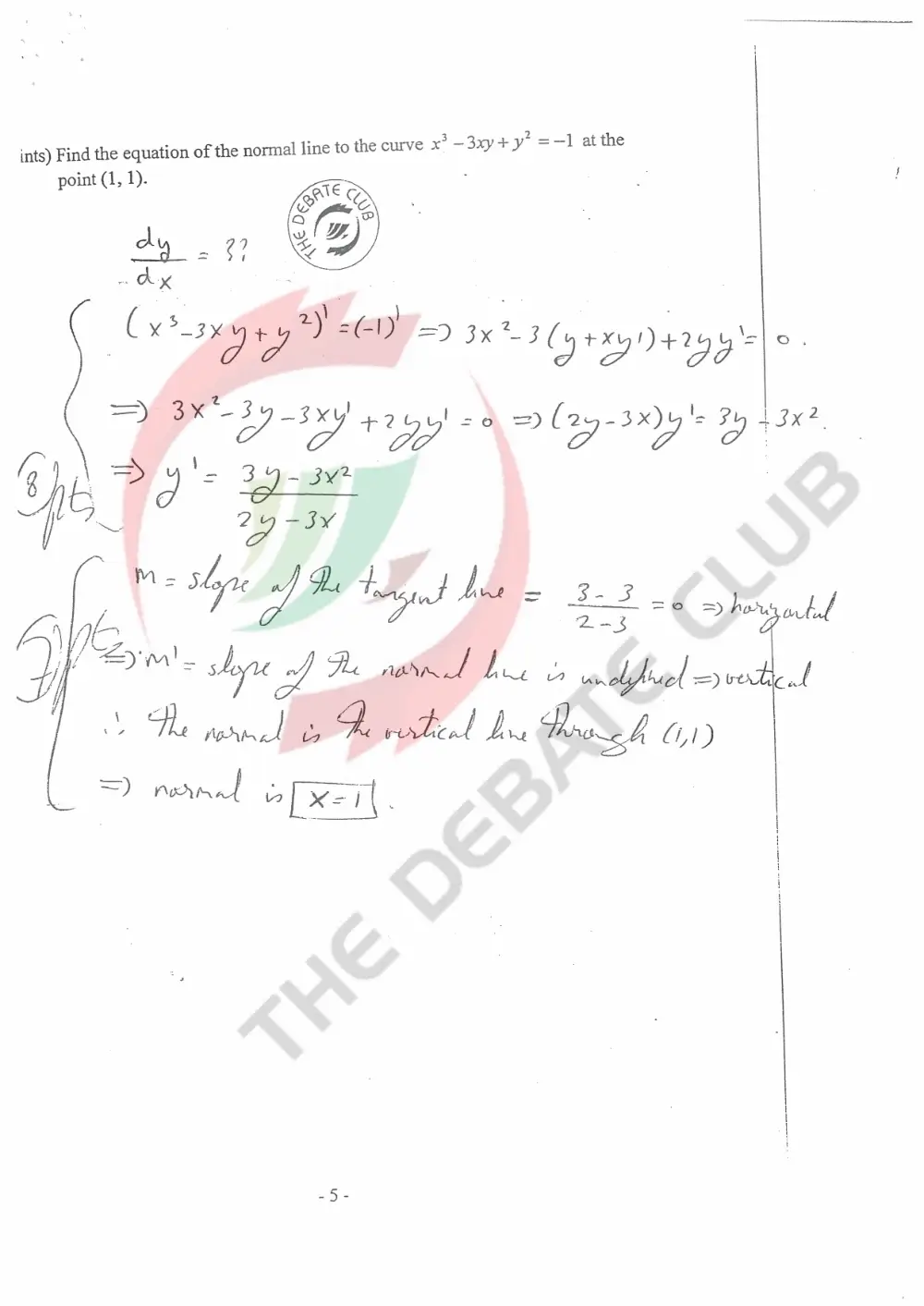 MAT 113 Exam 1 with Solution, Fall 2007, page 5