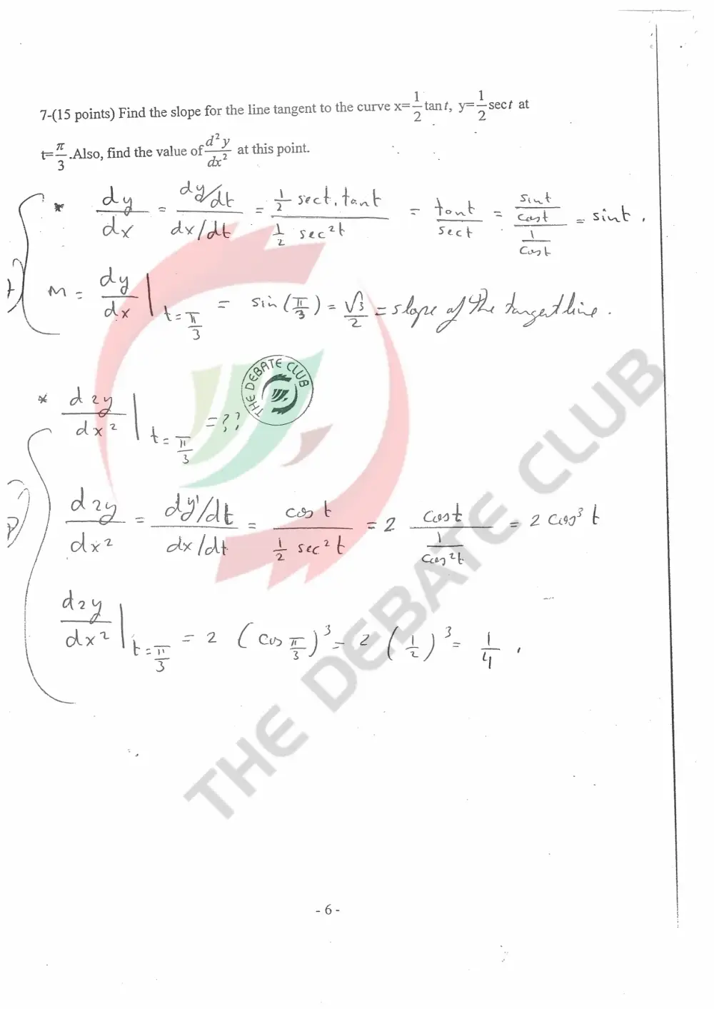 MAT 113 Exam 1 with Solution, Fall 2007, page 6