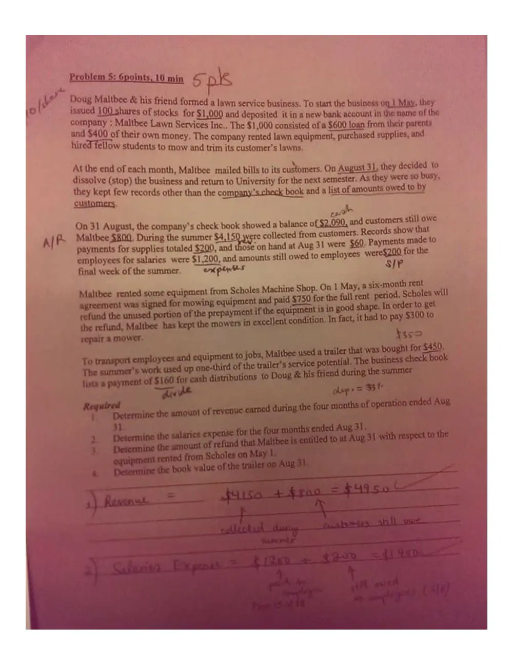 ACCT 210 Midterm, Spring 2015, page 9