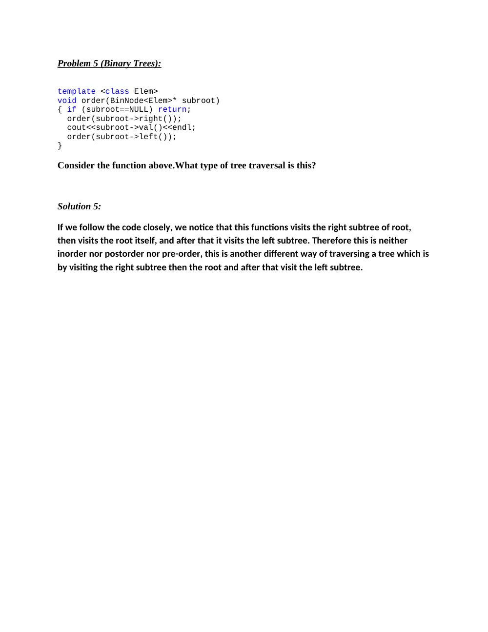 EECE 330 Problems Binary Trees, Summer 2014, page 5