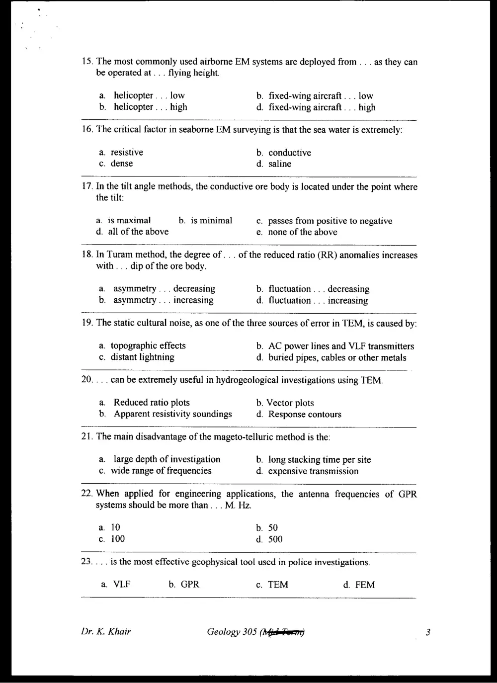 GEOL 305 Final, Fall 1997, page 3