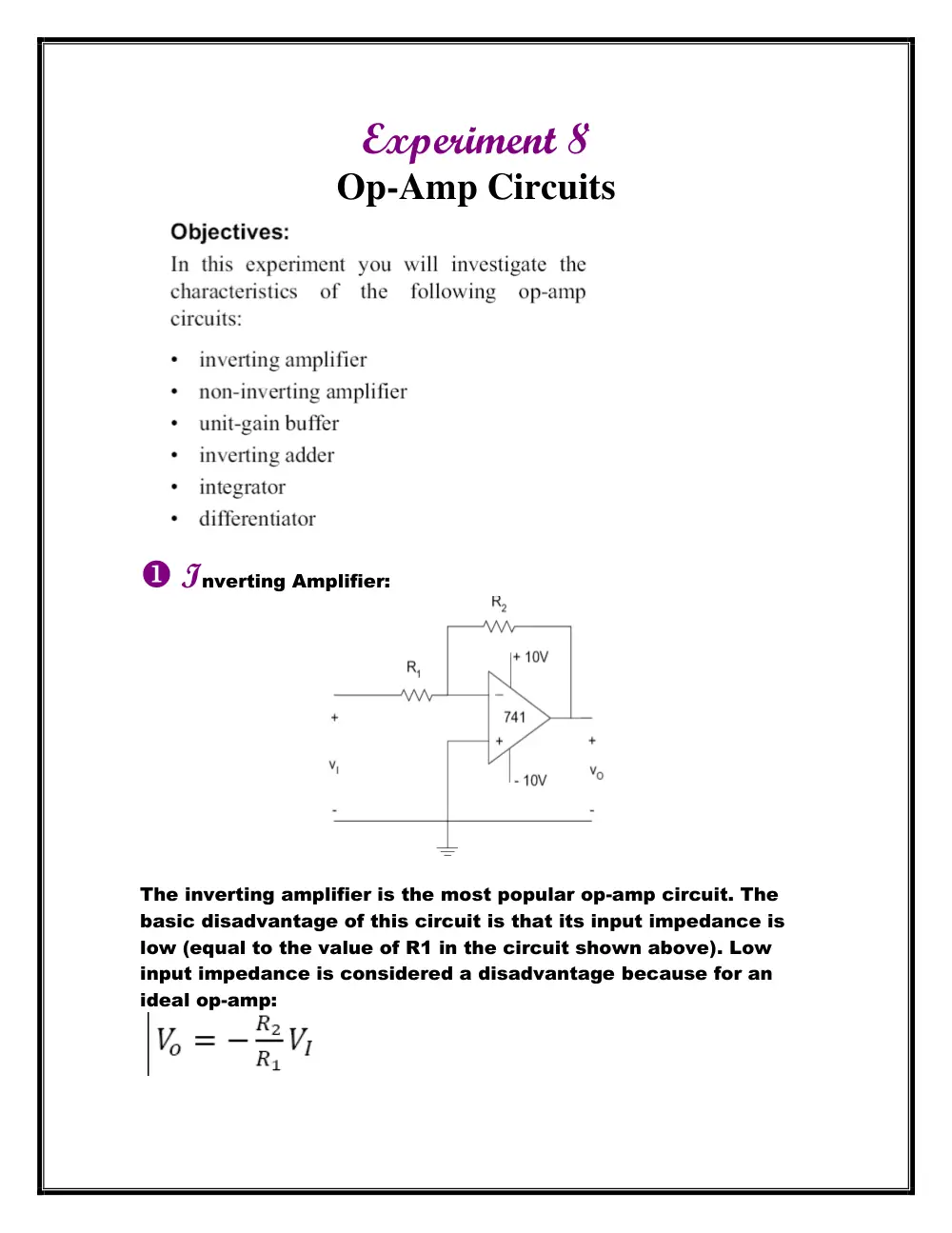 EECE 312L Notes Experiment 8 Notes, Fall 2013, page 1