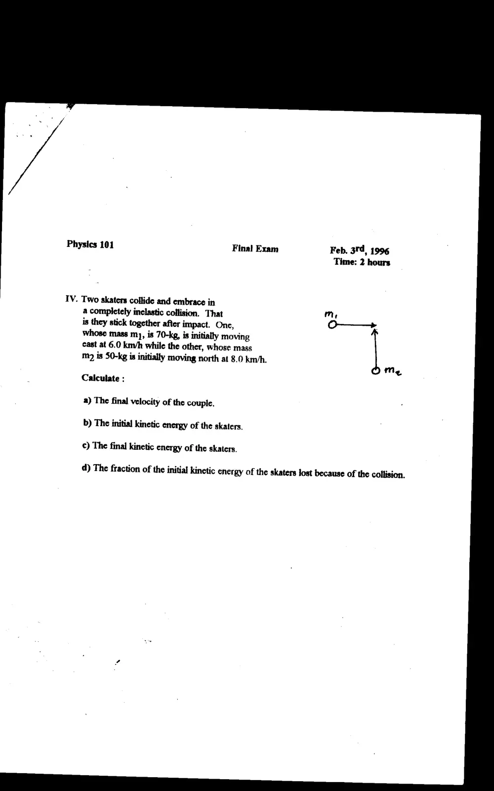 PHYS 101 Final, Fall 1995, page 7