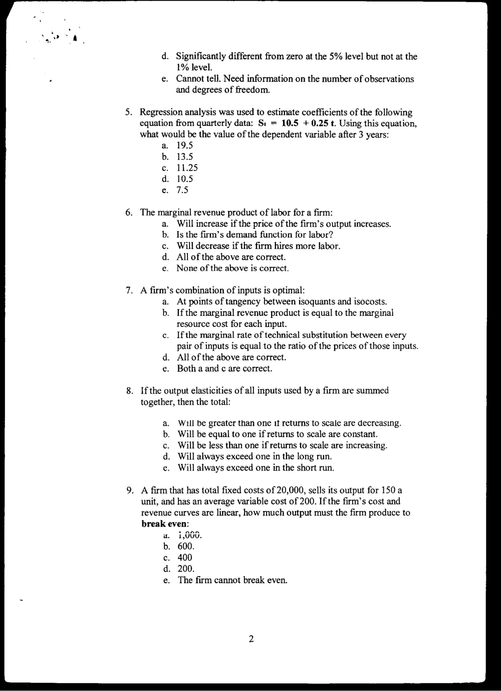 BUSS 230 Final, Fall 2003, page 2