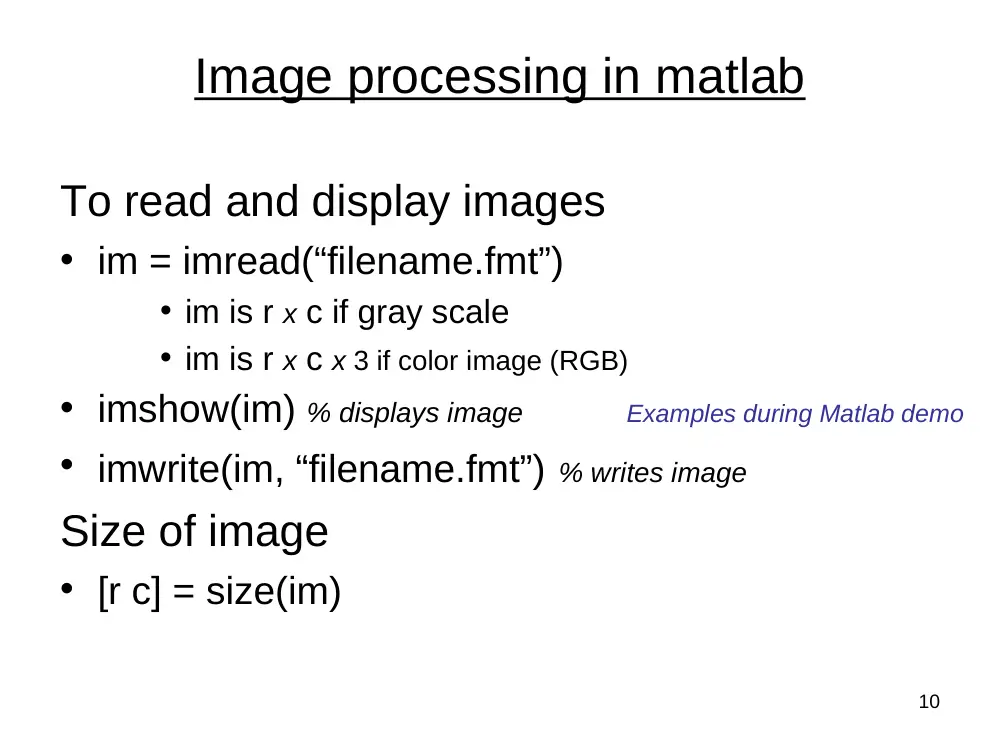 CSC 422 Tutorial MATLAB I, Spring 2012, page 10