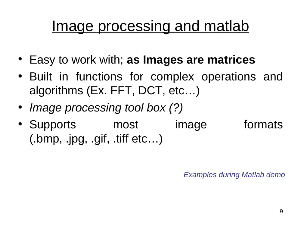CSC 422 Tutorial MATLAB I, Spring 2012, page 9