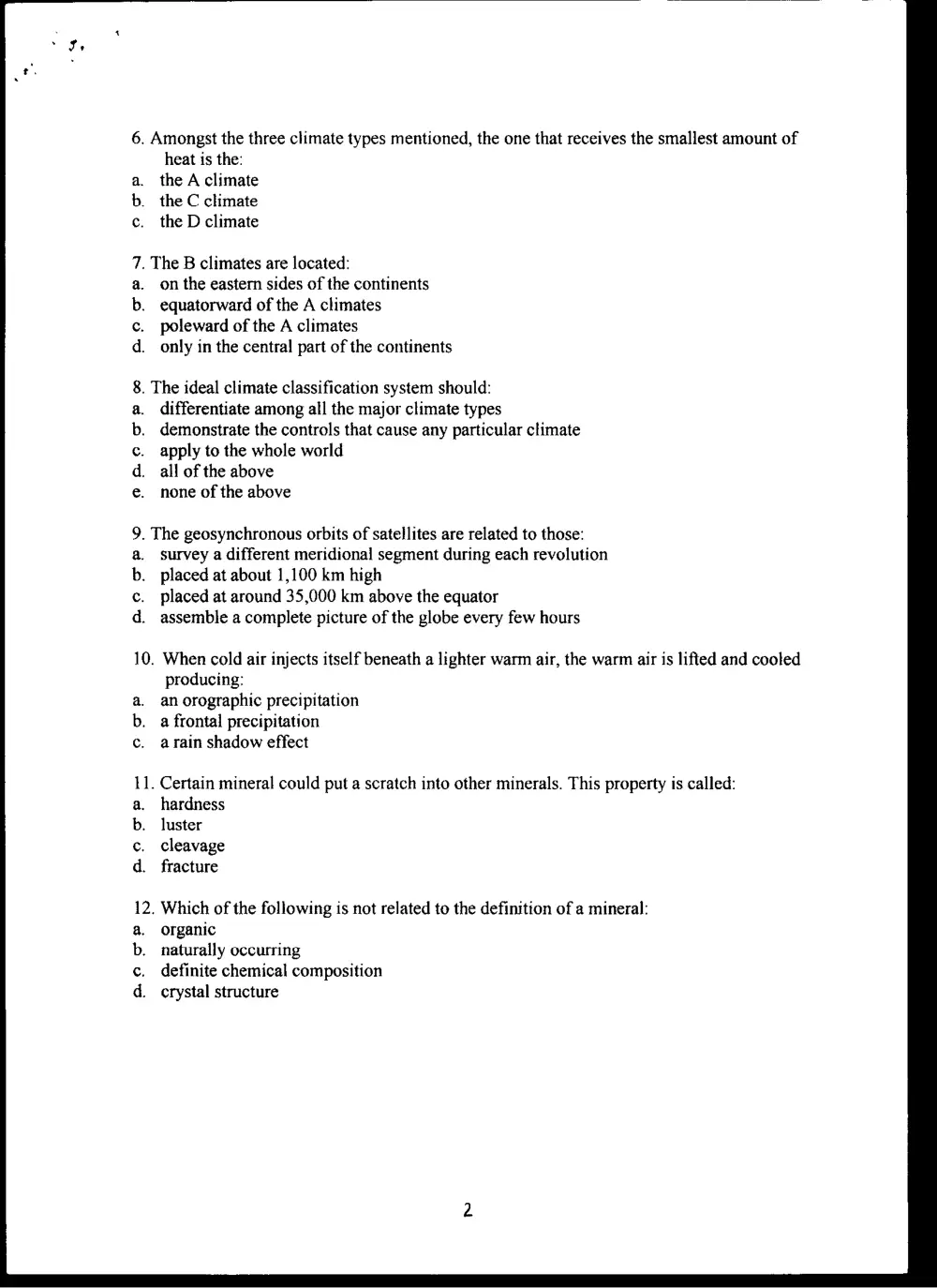 GEOL 102 Final, Spring 2000, page 2