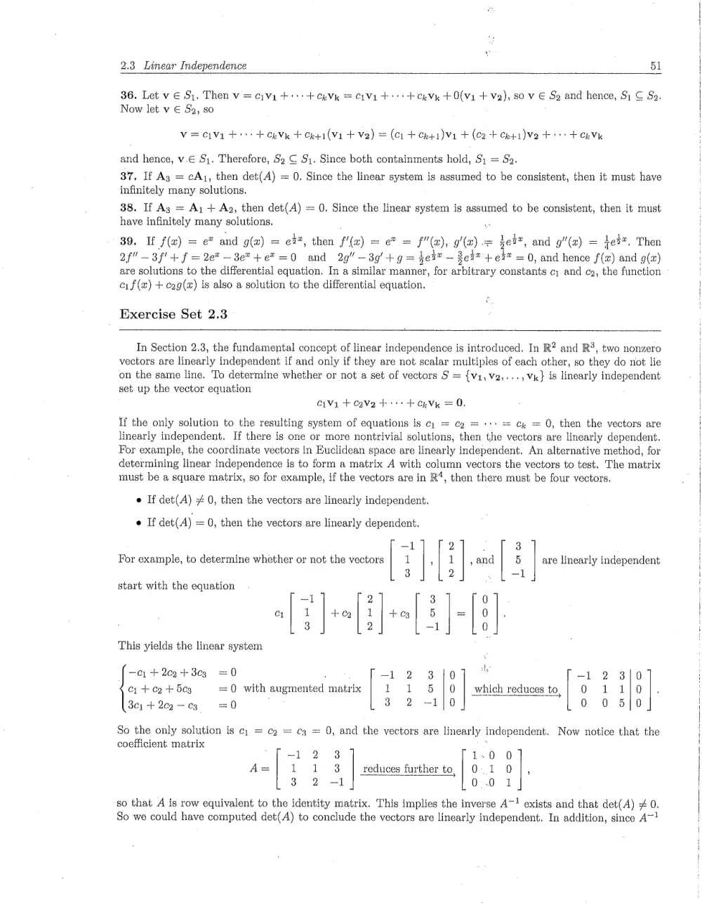 MATH 218 Problems Solution Manual Chapter 2.3, Fall 2011, page 1