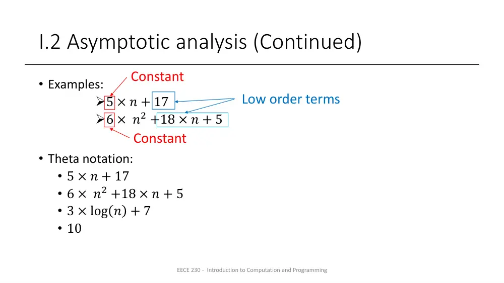 EECE 230 Lecture Slides Program Efficiency, Spring 2019, page 8