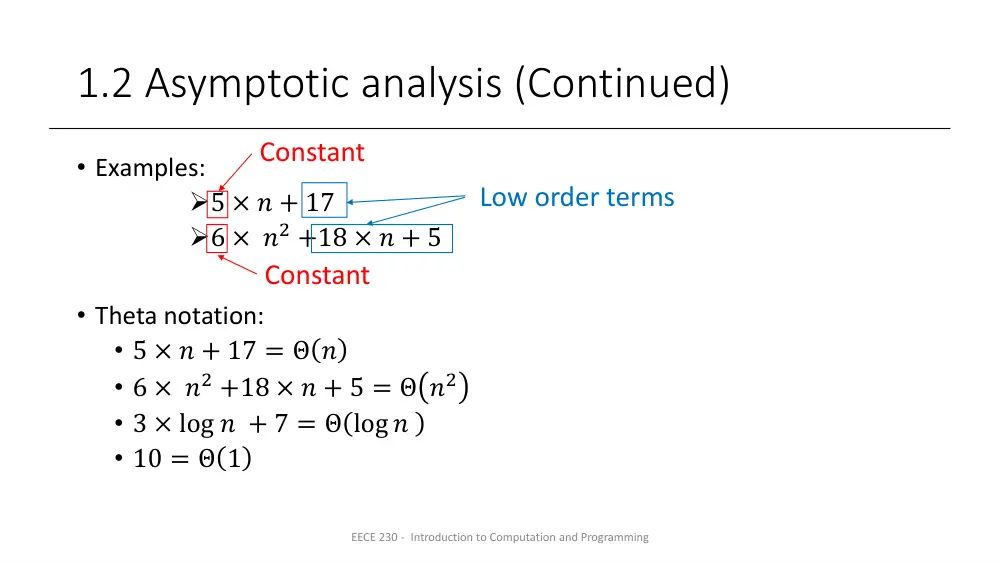 EECE 230 Lecture Slides Program Efficiency, Spring 2019, page 9