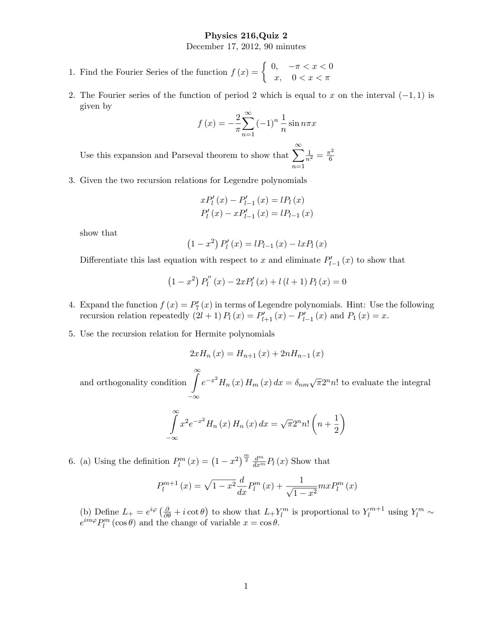 PHYS 216 Exam 2, Fall 2012, page 1