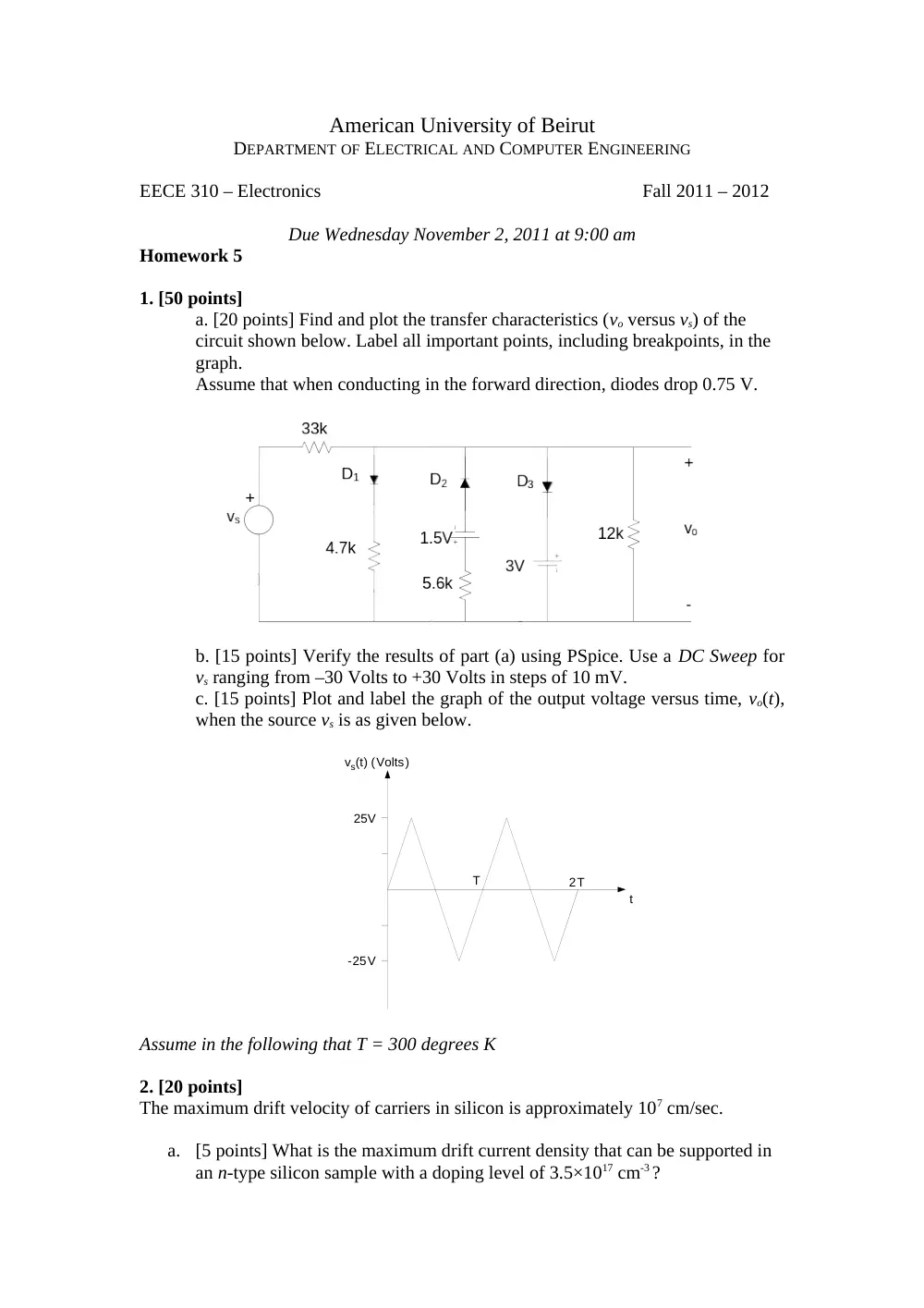 EECE 310 Homework 5, Fall 2011, page 1