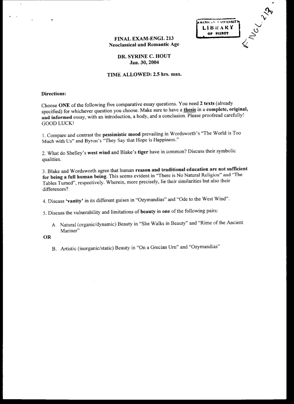 ENG 213 Final, Fall 2003, page 1