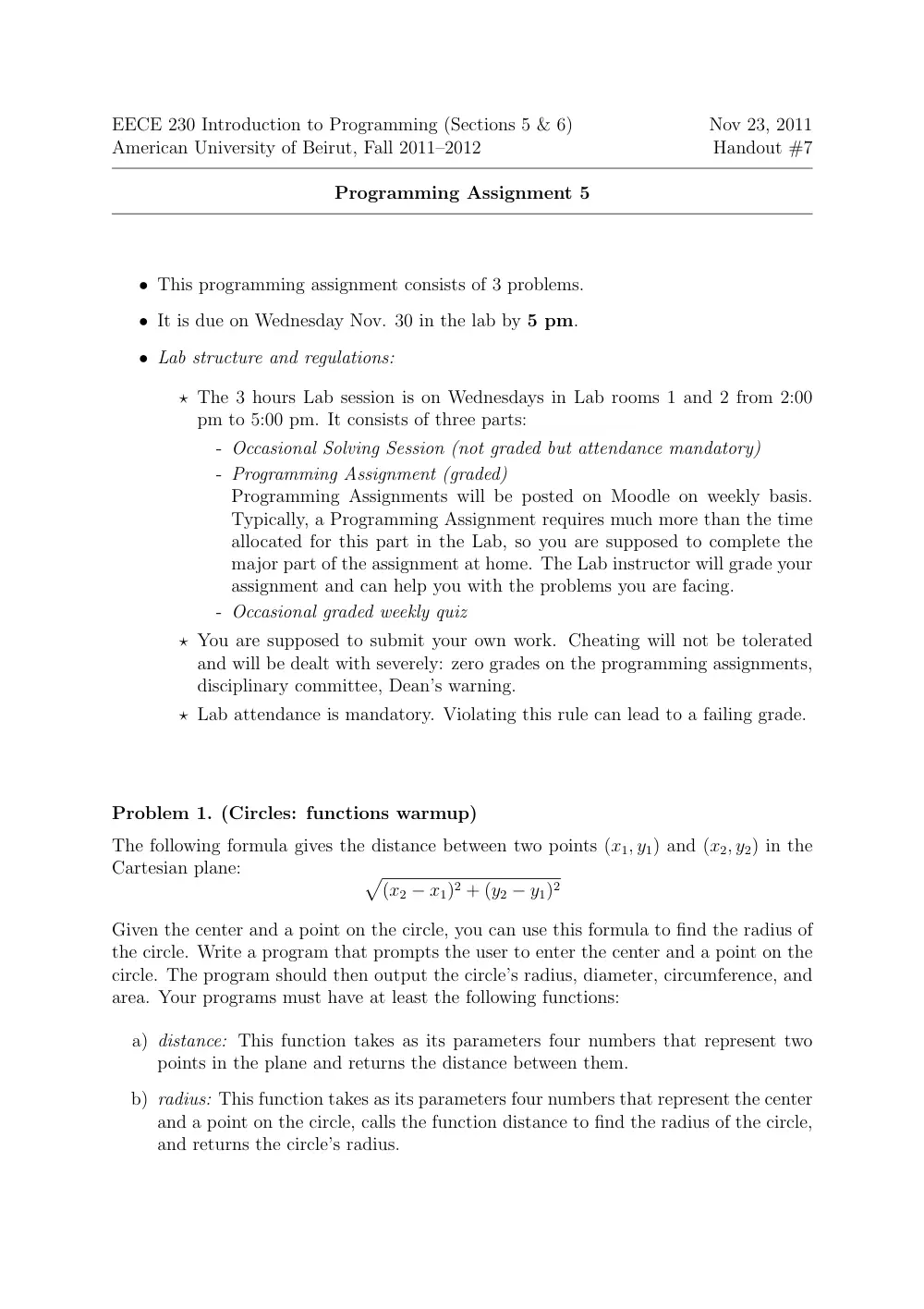 EECE 230 Homework 5, Fall 2011, page 1
