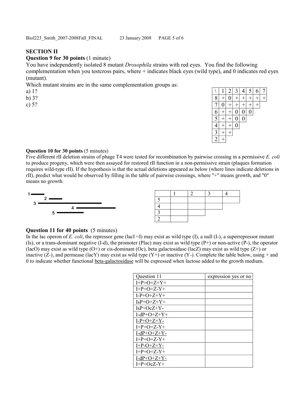 BIO 223 Final, Fall 2007, page 5