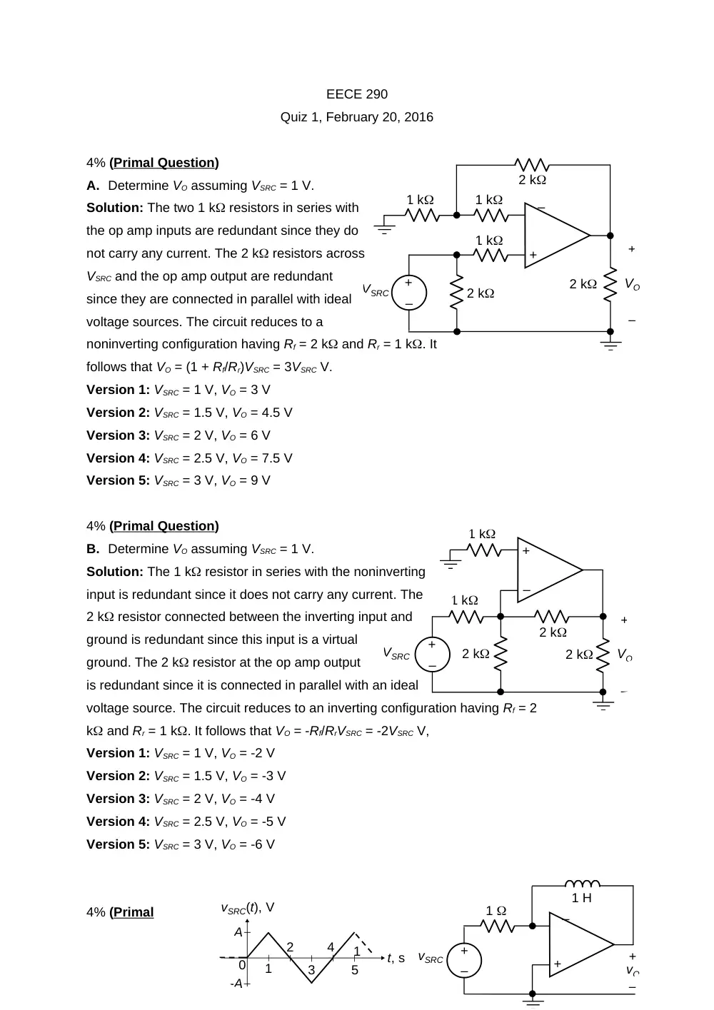 EECE 290 Exam 1 with Solution, Spring 2016, page 1