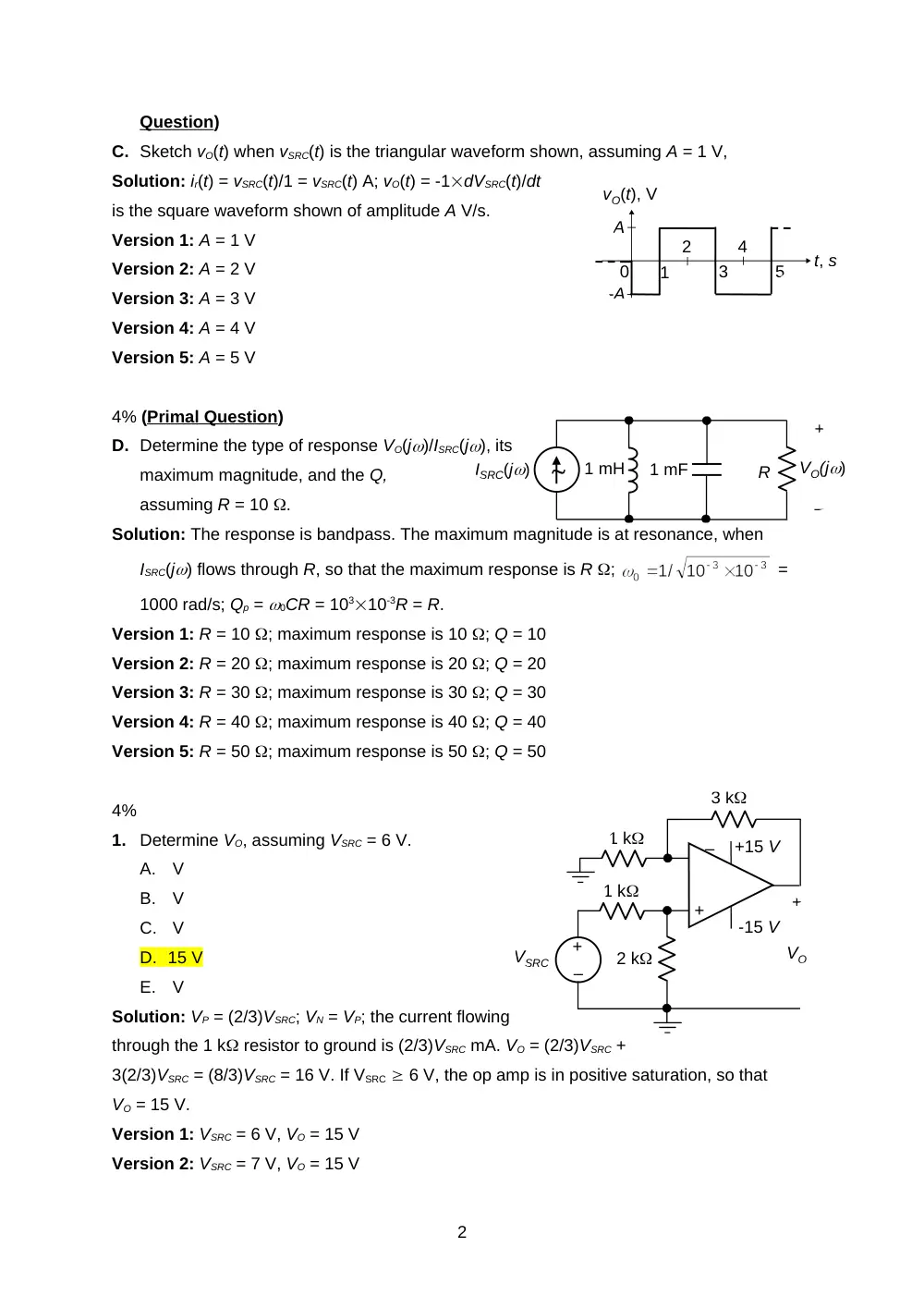 EECE 290 Exam 1 with Solution, Spring 2016, page 2