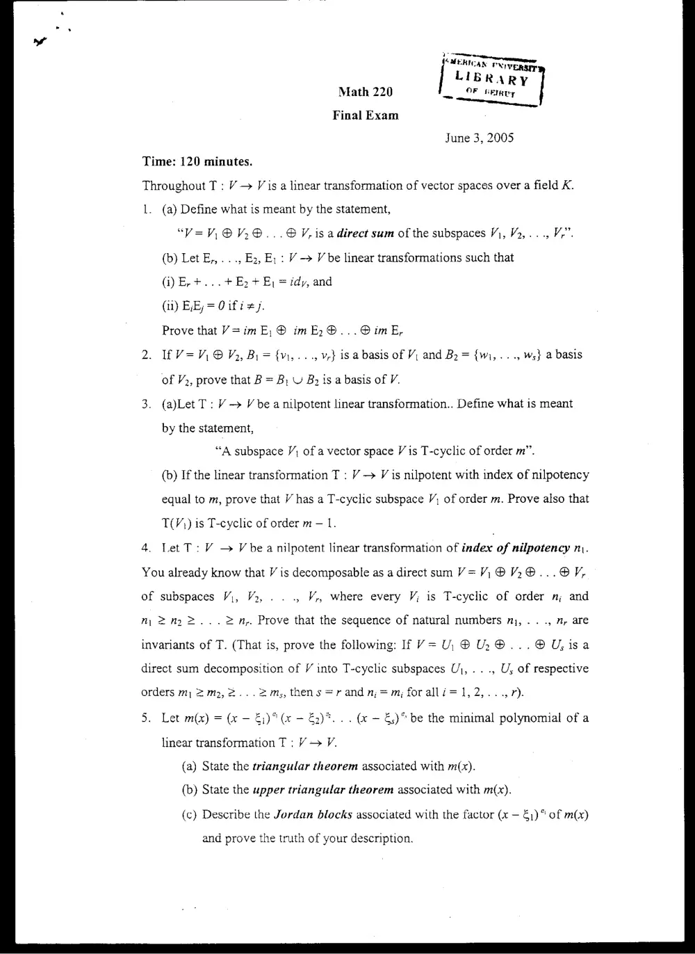 MATH 220 Final, Spring 2005, page 1