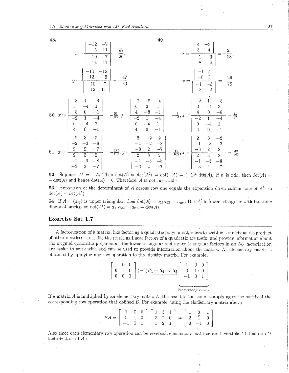 MATH 218 Problems Solution Manual Chapter 1.7, Fall 2011, page 1