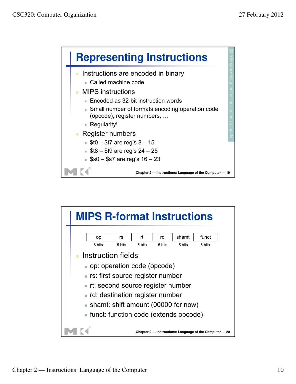 CSC 320 Lecture Chapter 2, Fall 2012, page 10