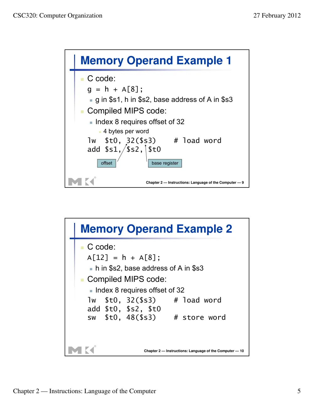 CSC 320 Lecture Chapter 2, Fall 2012, page 5