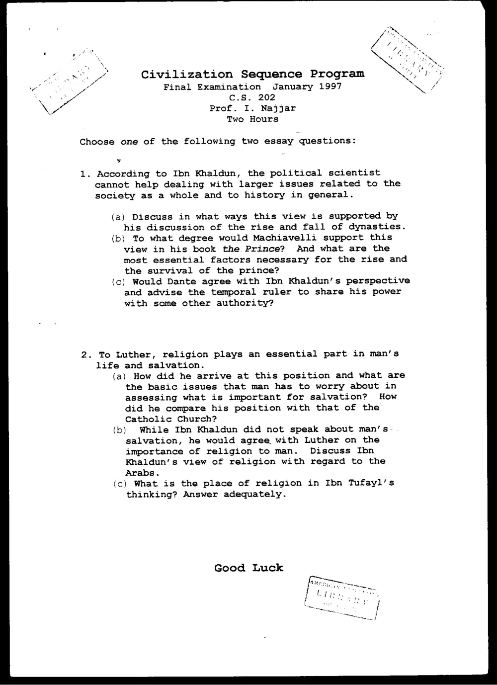 CVSP 202 Final, Fall 1996, page 1