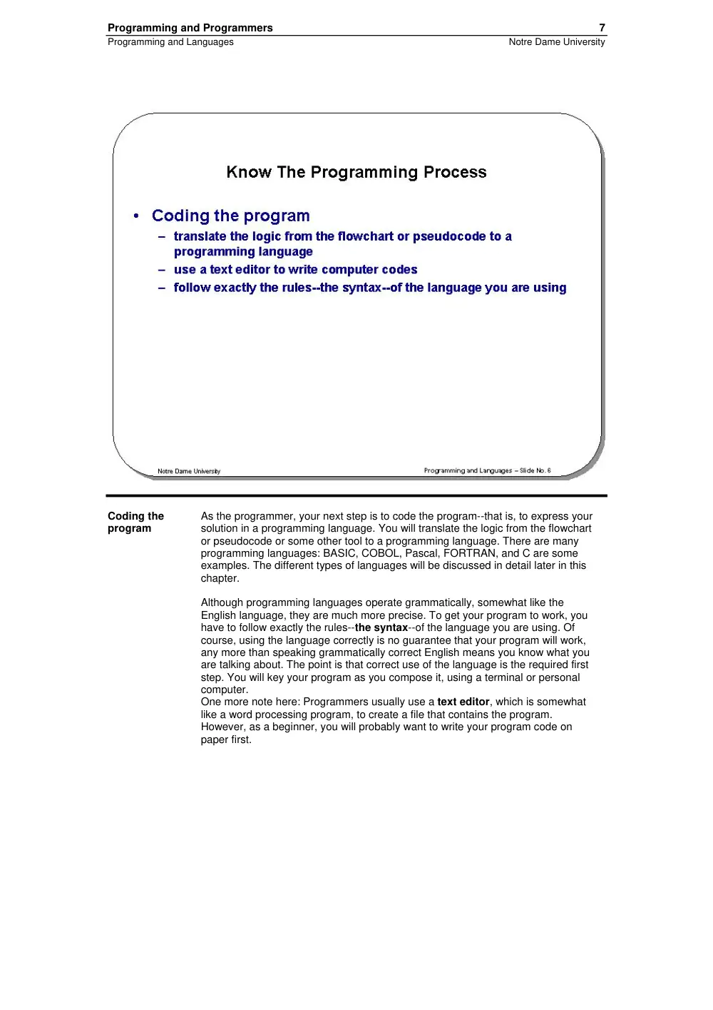 CSC 201 Chapter 16- Programming and Languages, Spring 2007, page 7