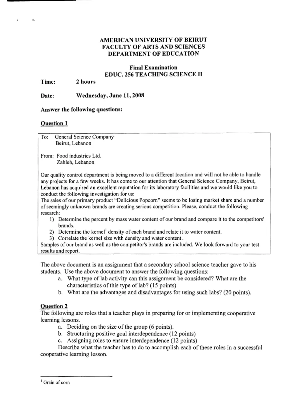 EDUC 256 Final, Spring 2008, page 1
