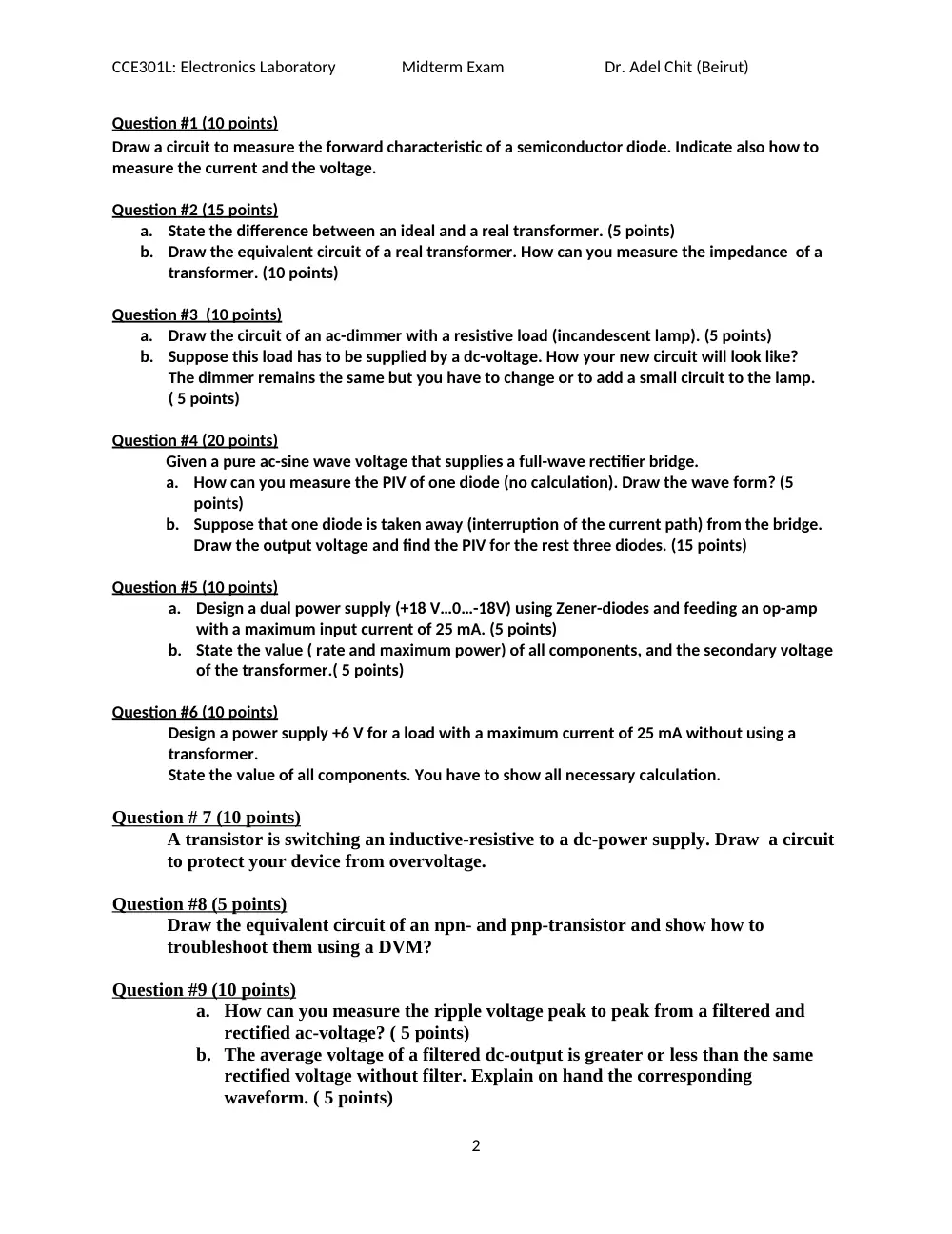 CCE 301L Midterm, Spring 2012, page 2