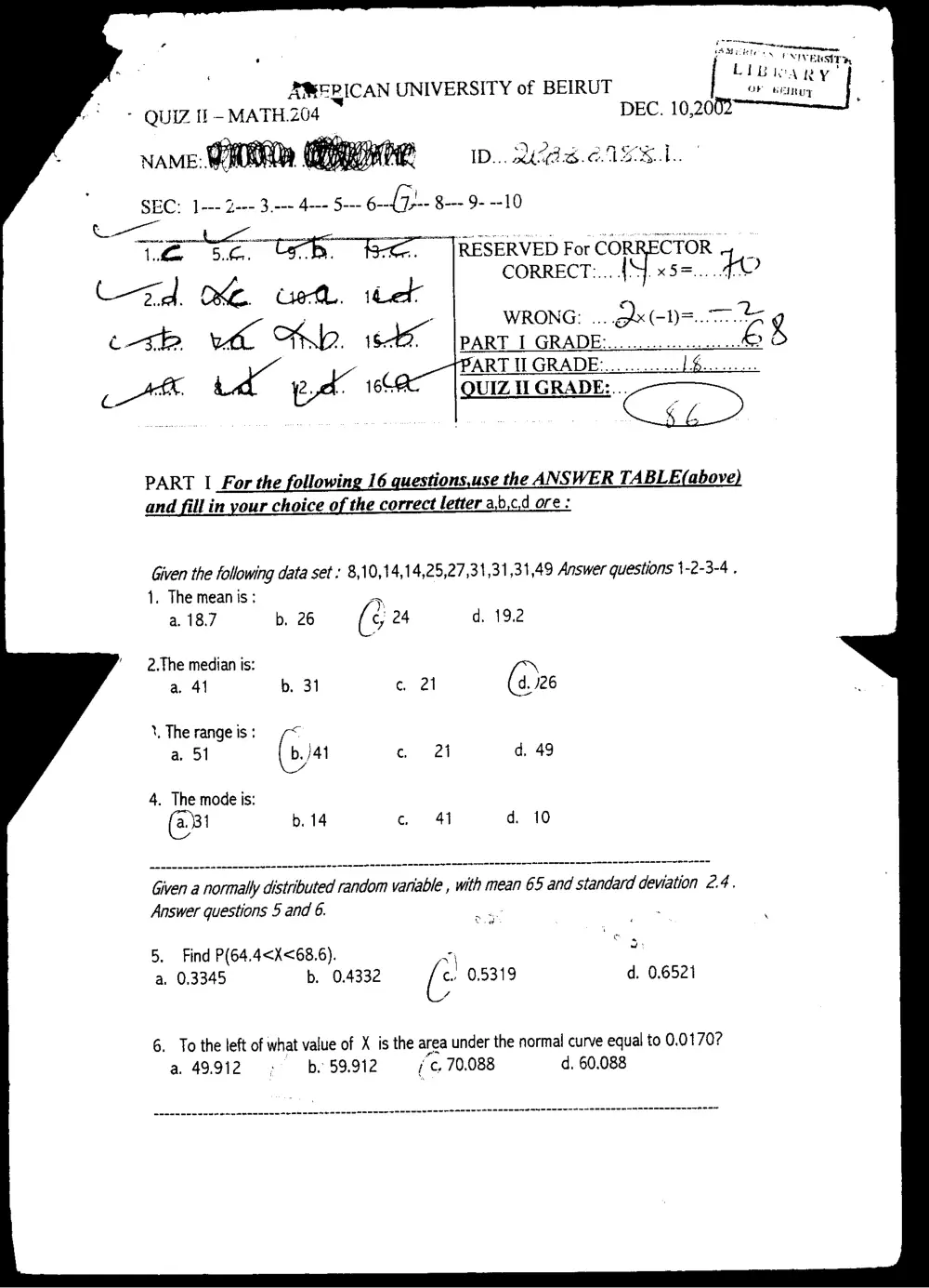 MATH 204 Exam 2, Fall 2002, page 1