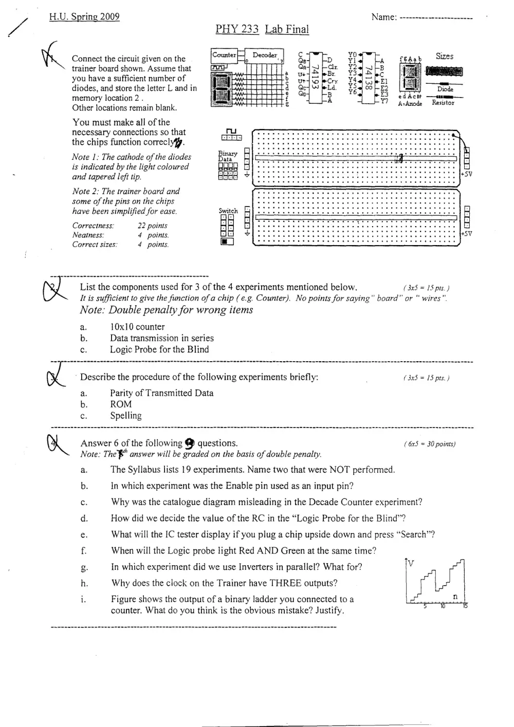 PHY 233 Lab Final, Spring 2011, page 1