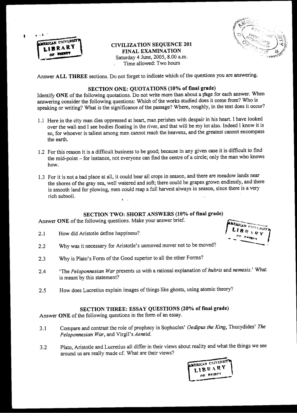 CVSP 201 Final, Spring 2005, page 1